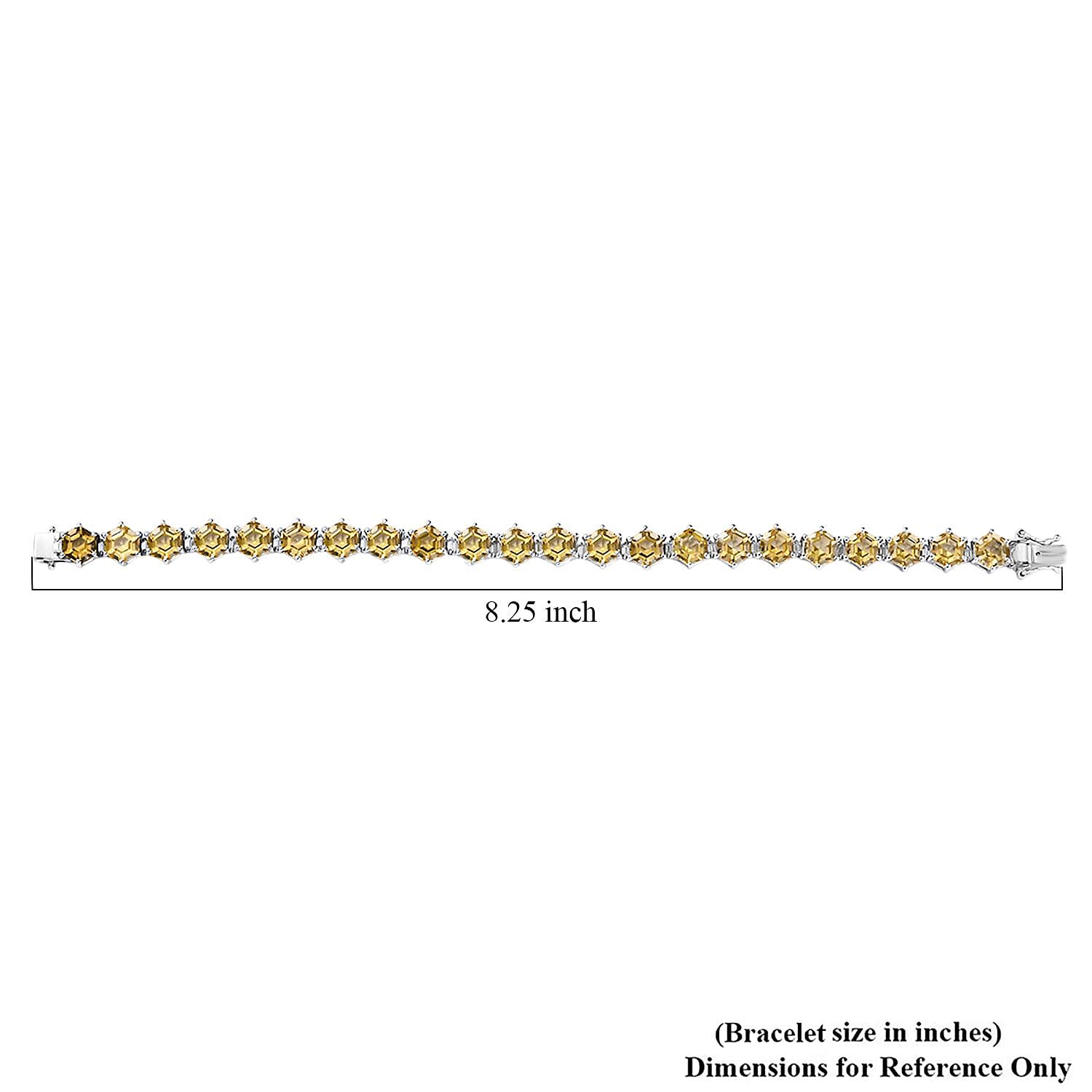 D'Joy Brazilian Citrine and Moissanite 32.50 ctw Honeycomb Bracelet in Rhodium Over Sterling Silver (8.00 In)
