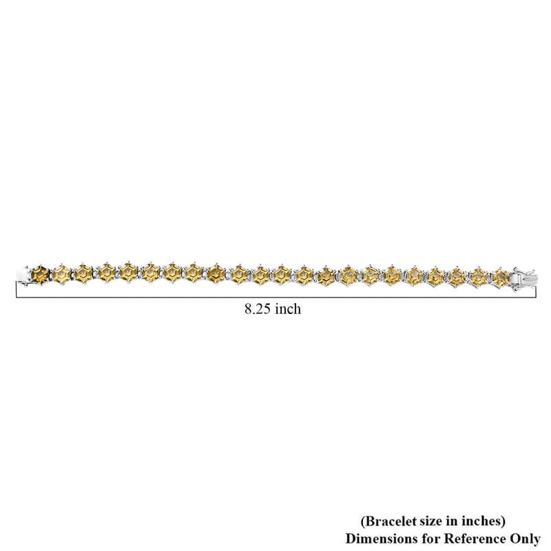 D'Joy Brazilian Citrine and Moissanite 32.50 ctw Honeycomb Bracelet in Rhodium Over Sterling Silver (8.00 In)