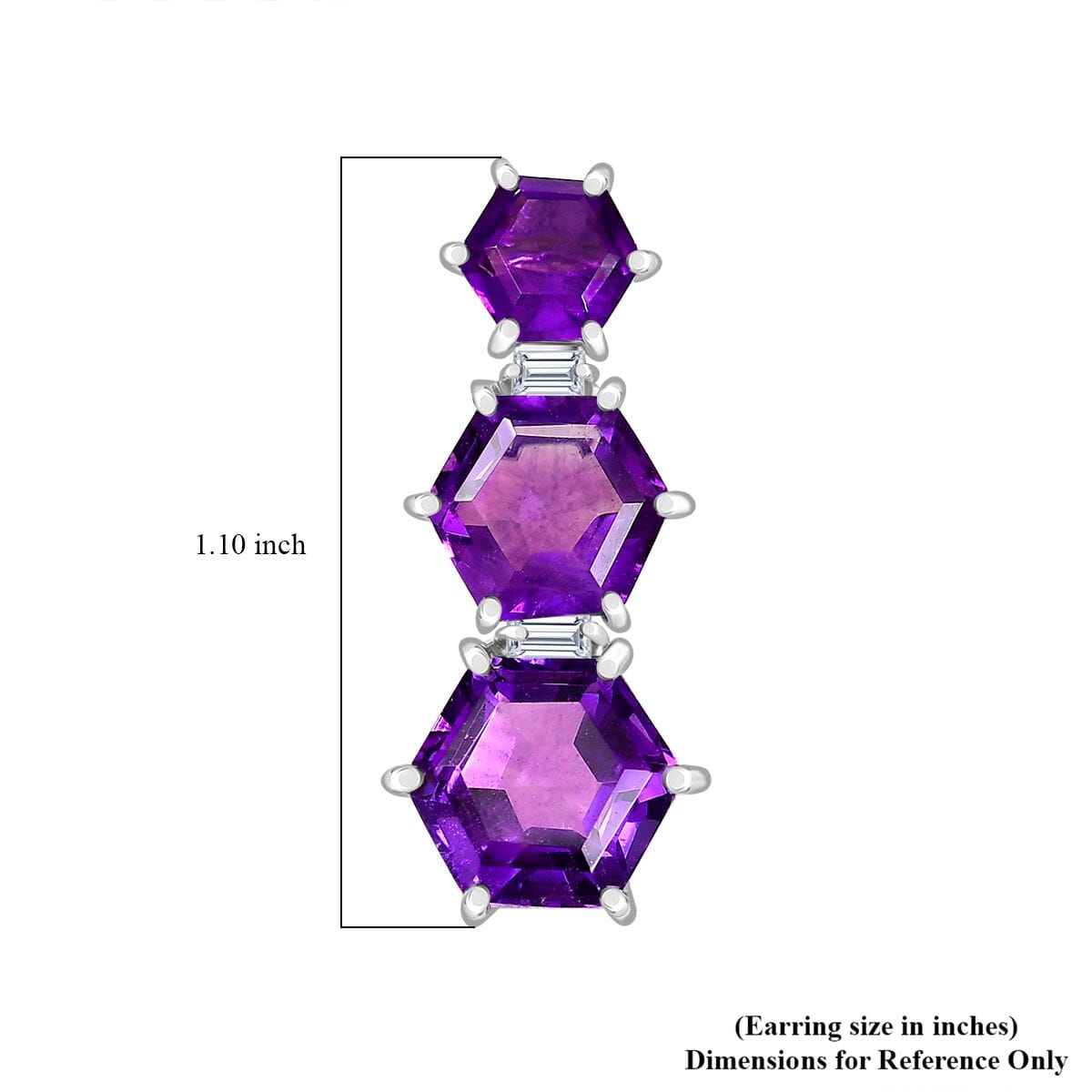 African Amethyst and Moissanite 11.75 ctw Honeycomb Earrings in Rhodium Over Sterling Silver image number 5