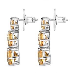 D'Joy Brazilian Citrine and Moissanite 12.90 ctw Honeycomb Earrings in Rhodium Over Sterling Silver