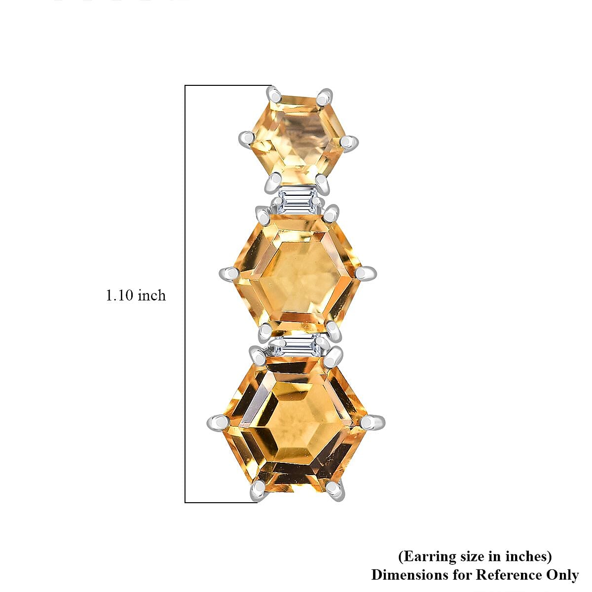 Brazilian Citrine and Moissanite 12.90 ctw Honeycomb Earrings in Rhodium Over Sterling Silver image number 5