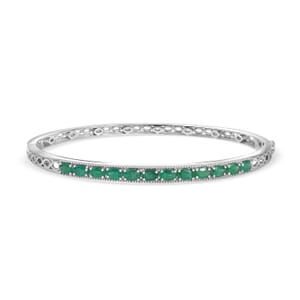 Premium Kagem Zambian Emerald 2.80 ctw Infinity Bangle Bracelet in Rhodium Over Sterling Silver (7.25 In)