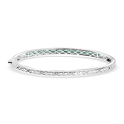 D'Joy Premium Kagem Zambian Emerald 2.80 ctw Infinity Bangle Bracelet in Rhodium Over Sterling Silver (7.25 In)