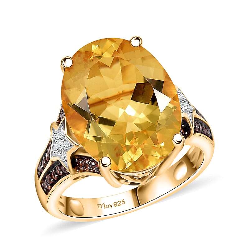 D'Joy Yellow Labradorite and Multi Gemstone 8.50 ctw Starborne Ring in 18K Vermeil Yellow Gold Over Sterling Silver (Size 10.0)