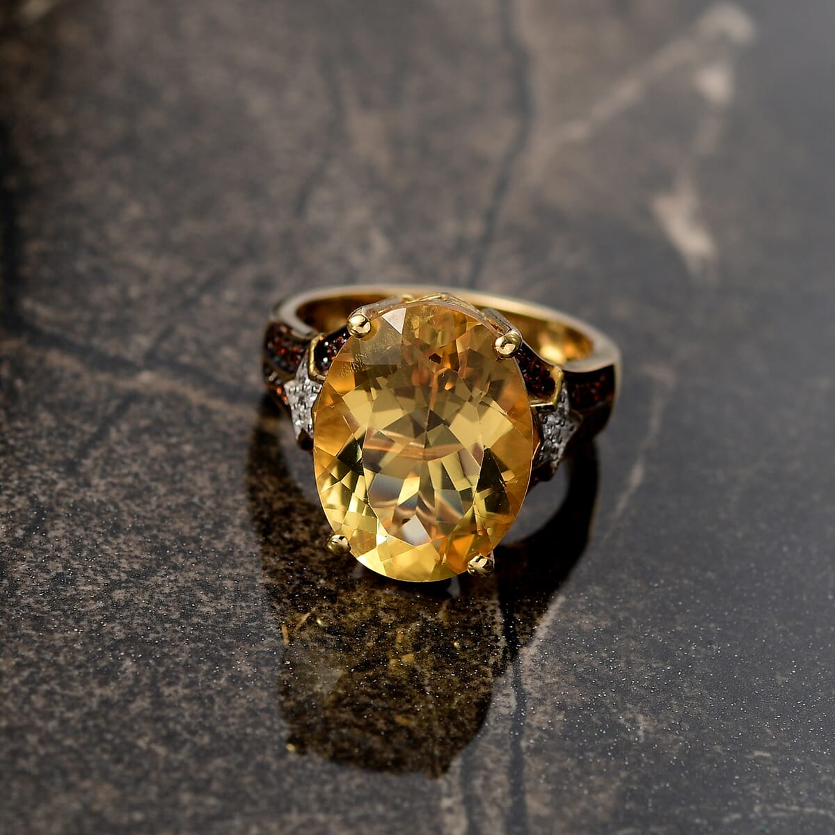D'Joy Yellow Labradorite and Multi Gemstone 8.50 ctw Starborne Ring in 18K Vermeil Yellow Gold Over Sterling Silver (Size 10.0) image number 1