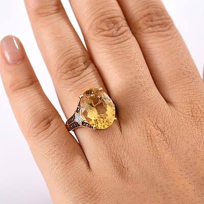 D'Joy Yellow Labradorite and Multi Gemstone 8.50 ctw Starborne Ring in 18K Vermeil Yellow Gold Over Sterling Silver (Size 10.0)