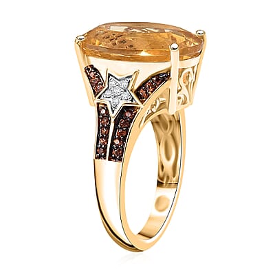 D'Joy Yellow Labradorite and Multi Gemstone 8.50 ctw Starborne Ring in 18K Vermeil Yellow Gold Over Sterling Silver (Size 10.0)