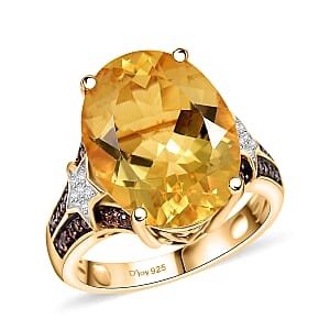 D'Joy Yellow Labradorite and Multi Gemstone 8.50 ctw Starborne Ring in 18K Vermeil Yellow Gold Over Sterling Silver (Size 6.0)