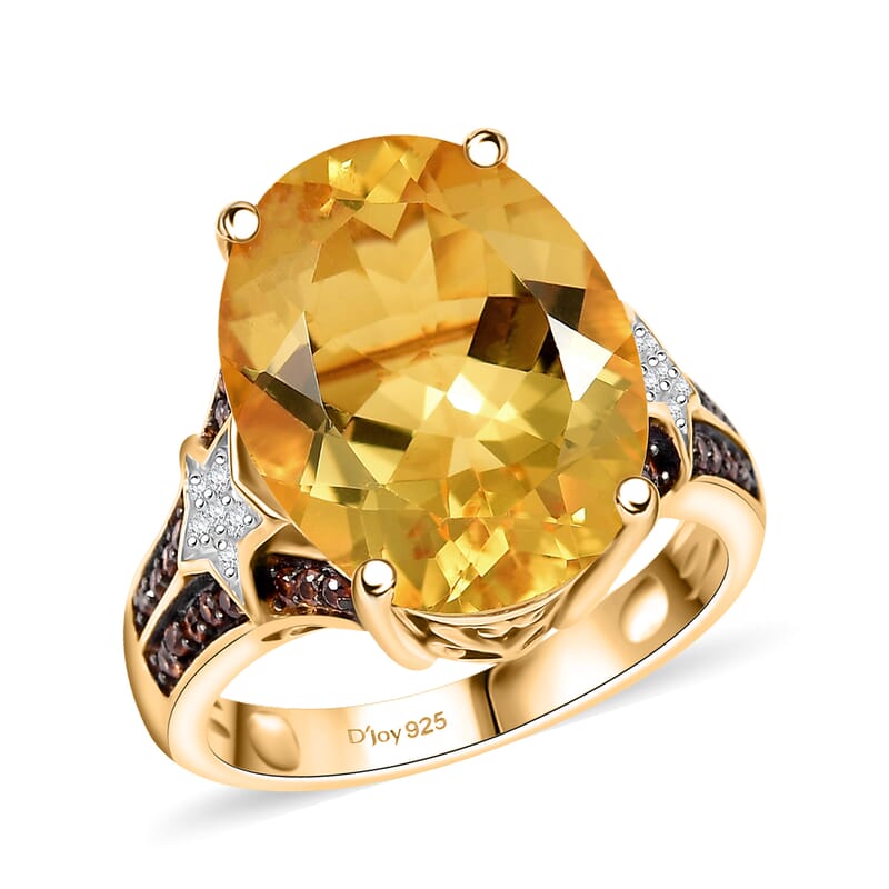 D'Joy Yellow Labradorite and Multi Gemstone 8.50 ctw Starborne Ring in 18K Vermeil Yellow Gold Over Sterling Silver (Size 7.0)