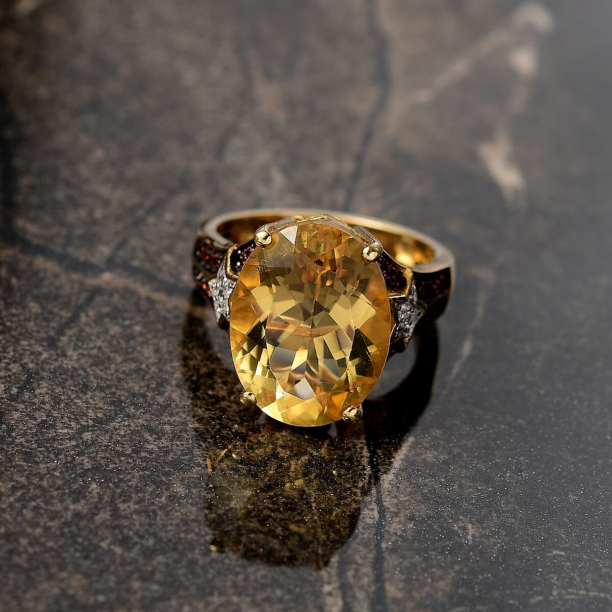 D'Joy Yellow Labradorite and Multi Gemstone 8.50 ctw Starborne Ring in 18K Vermeil Yellow Gold Over Sterling Silver (Size 7.0) image number 1