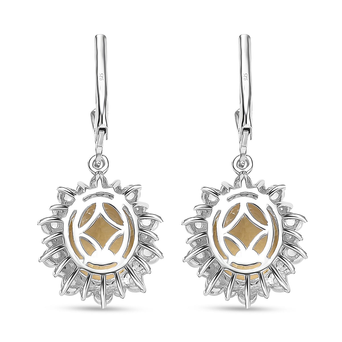 D'Joy Yellow Labradorite and Moon Glow Moonstone 9.85 ctw Moonlit Drops Earrings in Rhodium Over Sterling Silver
