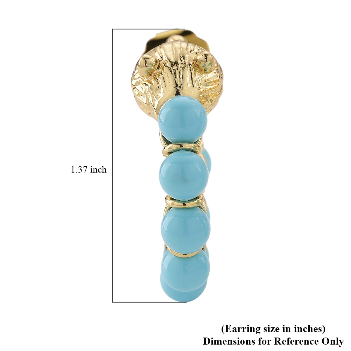 Sleeping Beauty Color Shell Pearl Half Hoop Earrings with Leopard Lock in Goldtone image number 5