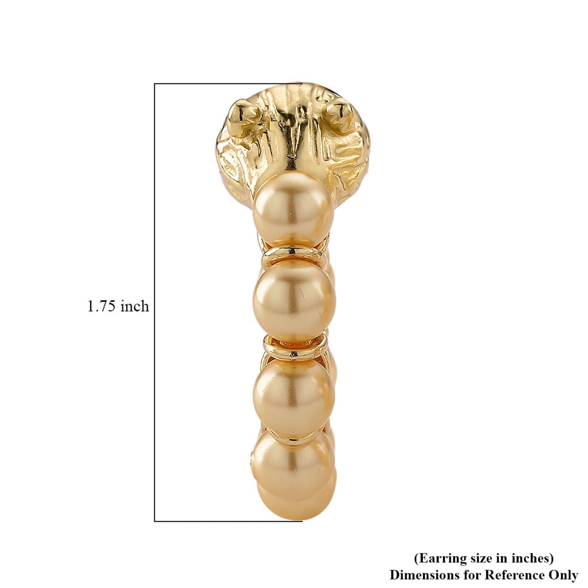 Golden Shell Pearl Half Hoop Earrings with Leopard Lock in Goldtone image number 4