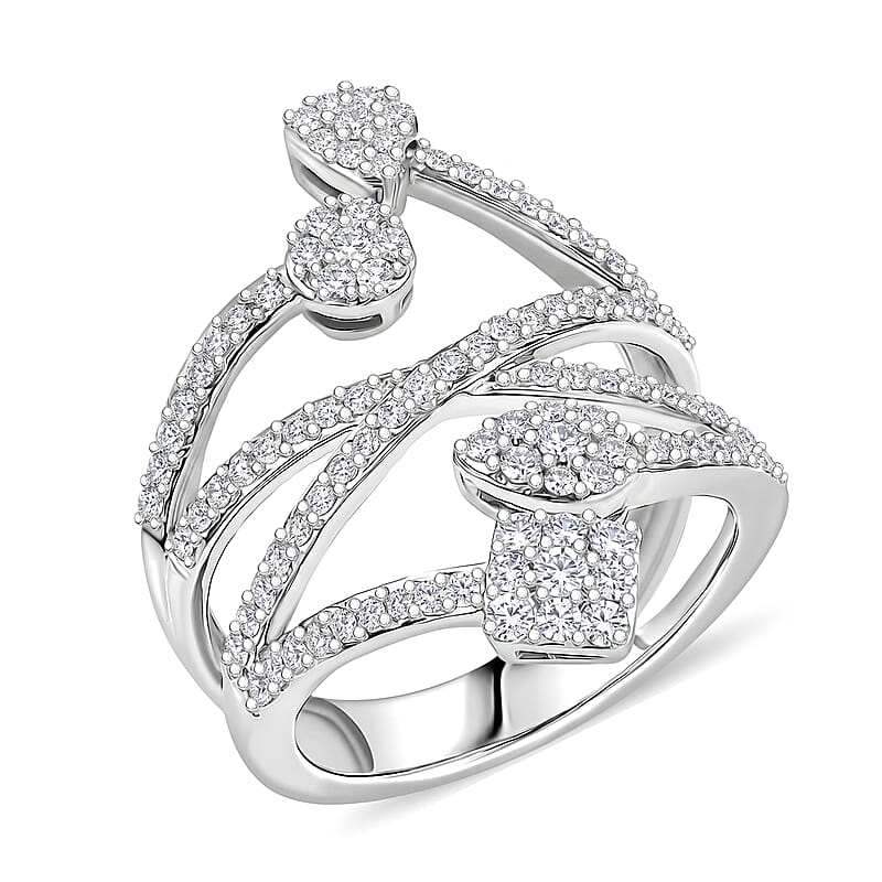 Luxuriant Lab Grown Diamond G-H SI 1.00 ctw Ring in Rhodium Over Sterling Silver (Size 10.0)