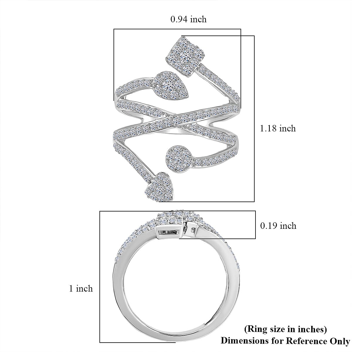 Luxuriant Lab Grown Diamond G-H SI 1.00 ctw Ring in Rhodium Over Sterling Silver (Size 10.0)  (Del. In 10-12 Days)