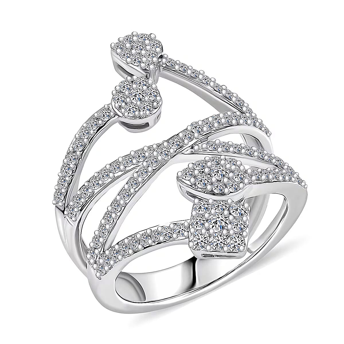 Luxuriant Lab Grown Diamond G-H SI 1.00 ctw Ring in Rhodium Over Sterling Silver (Size 6.0)  image number 0