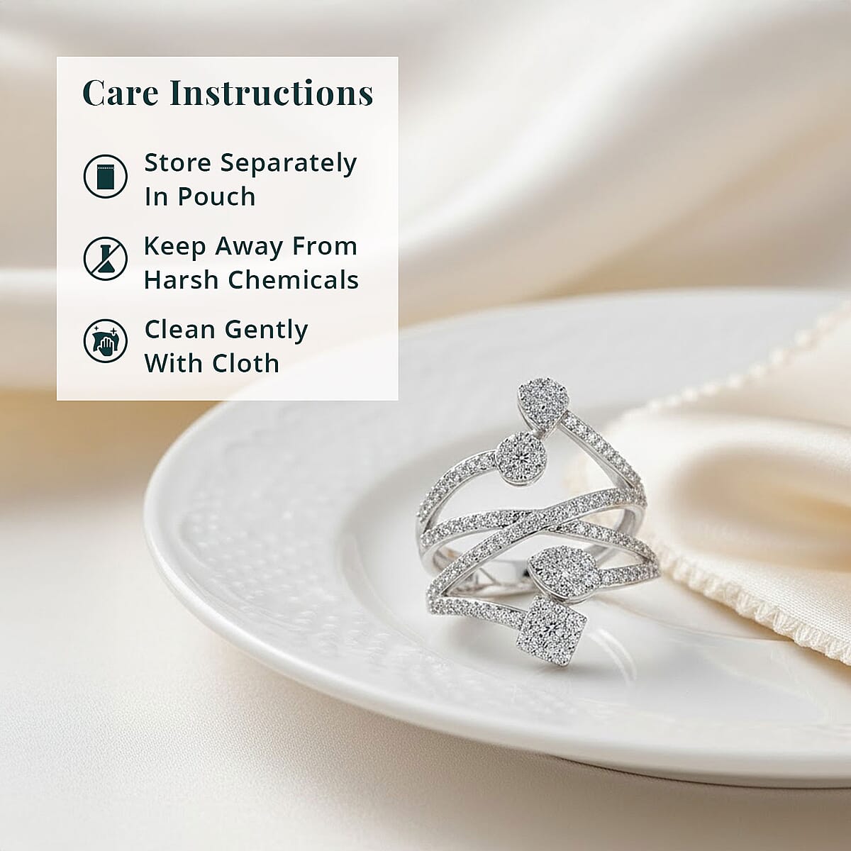 Luxuriant Lab Grown Diamond G-H SI 1.00 ctw Ring in Rhodium Over Sterling Silver (Size 6.0)  image number 5