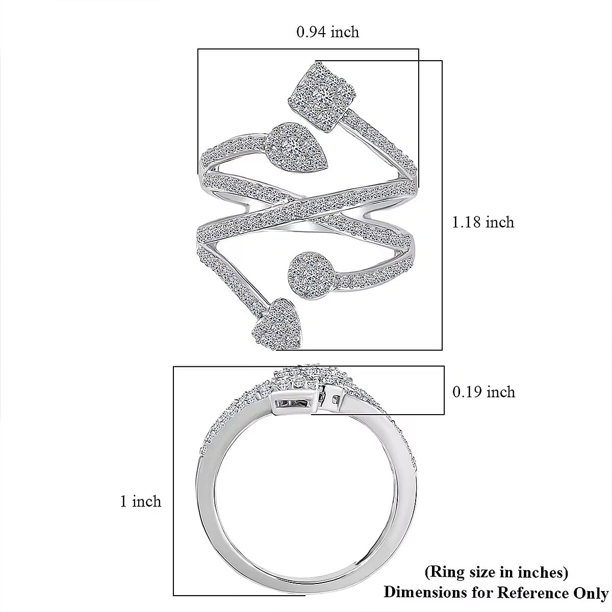 Luxuriant Lab Grown Diamond G-H SI 1.00 ctw Ring in Rhodium Over Sterling Silver (Size 6.0)  image number 6
