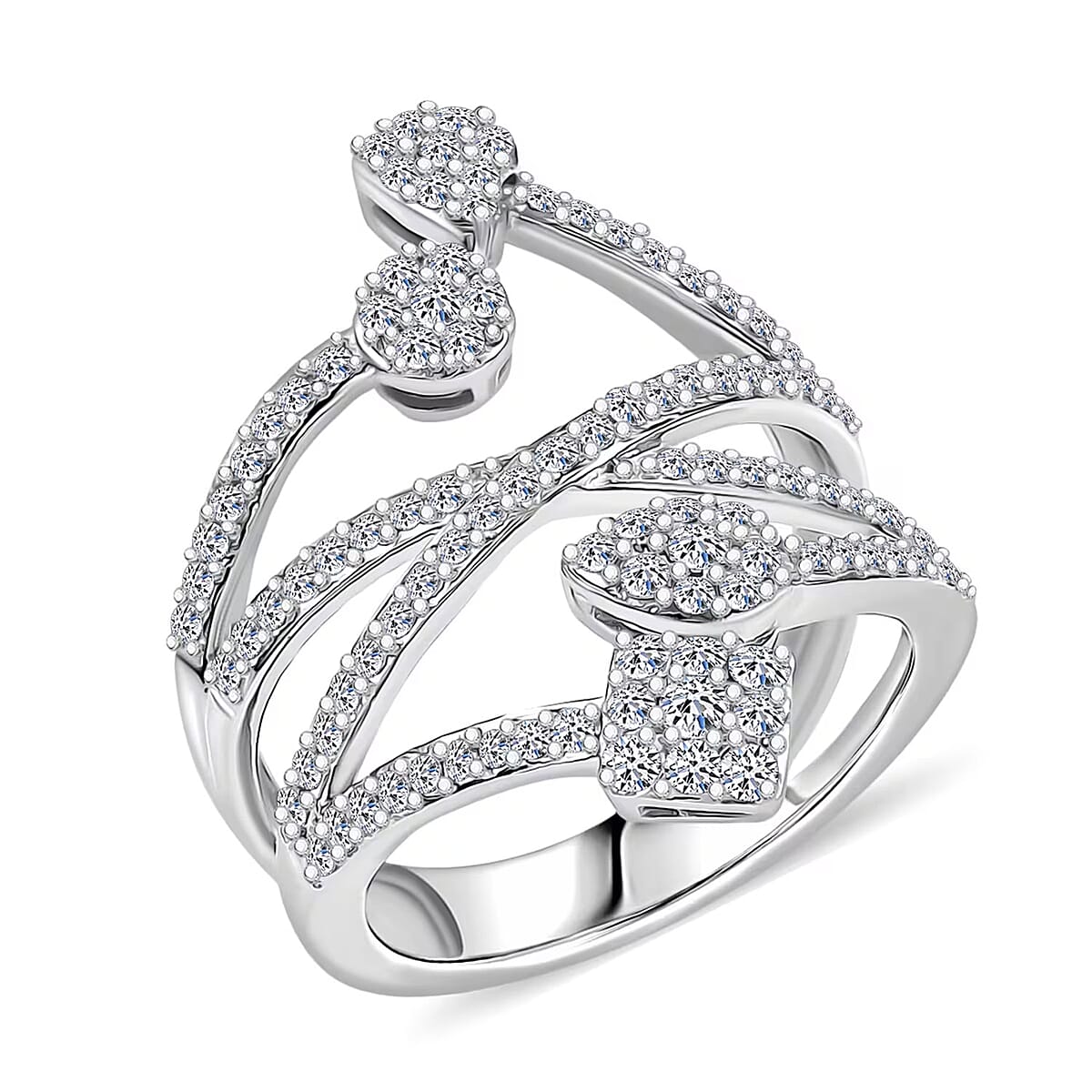 Luxuriant Lab Grown Diamond G-H SI 1.00 ctw Ring in Rhodium Over Sterling Silver (Size 7.0)  image number 0