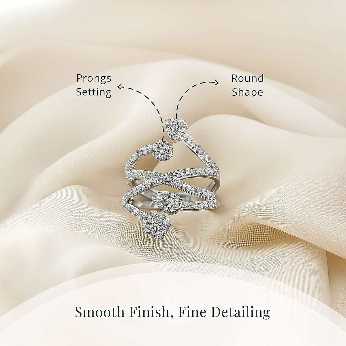 Luxuriant Lab Grown Diamond G-H SI 1.00 ctw Ring in Rhodium Over Sterling Silver (Size 7.0)  image number 4