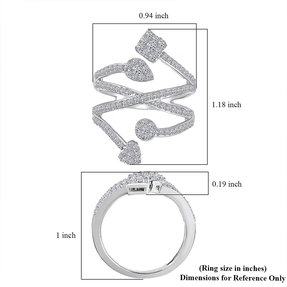 Luxuriant Lab Grown Diamond G-H SI 1.00 ctw Ring in Rhodium Over Sterling Silver (Size 7.0)  image number 6