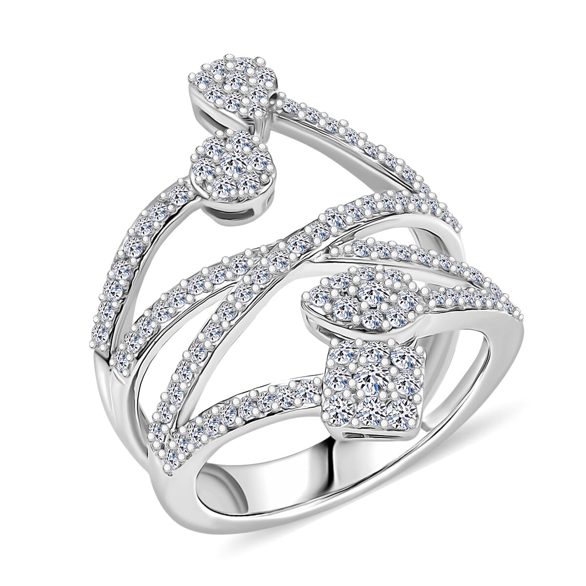 Luxuriant Lab Grown Diamond 1.00 ctw Ring in Rhodium Over Sterling Silver (Size 8.0)  image number 0