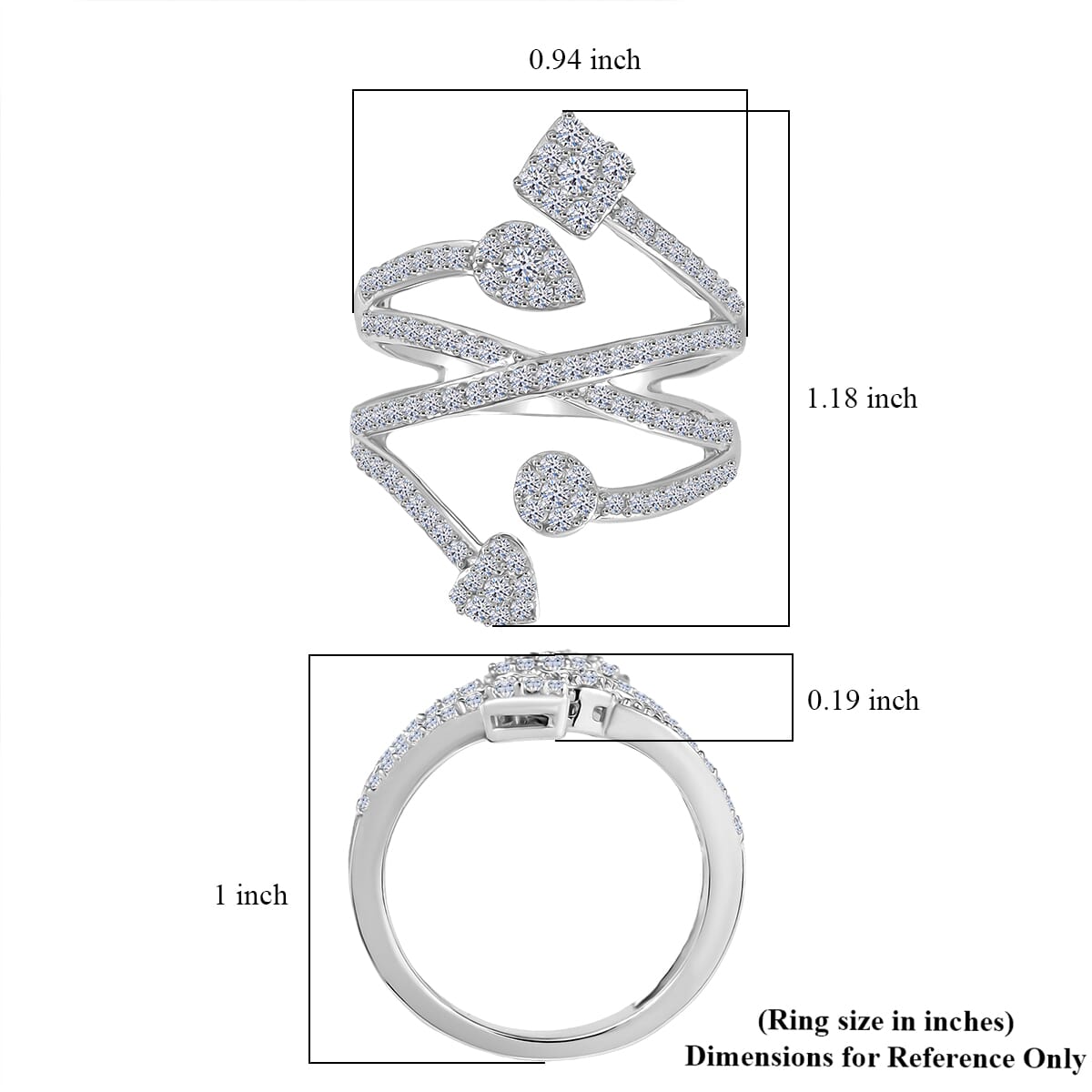 Luxuriant Lab Grown Diamond 1.00 ctw Ring in Rhodium Over Sterling Silver (Size 8.0)  image number 5