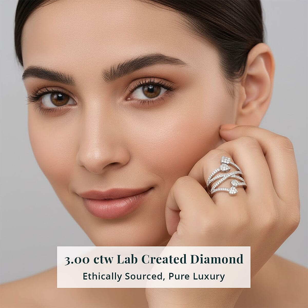 Luxuriant Lab Grown Diamond G-H SI 1.00 ctw Ring in Rhodium Over Sterling Silver (Size 9.0)  image number 1