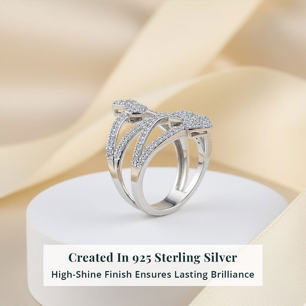 Luxuriant Lab Grown Diamond G-H SI 1.00 ctw Ring in Rhodium Over Sterling Silver (Size 9.0)  image number 2