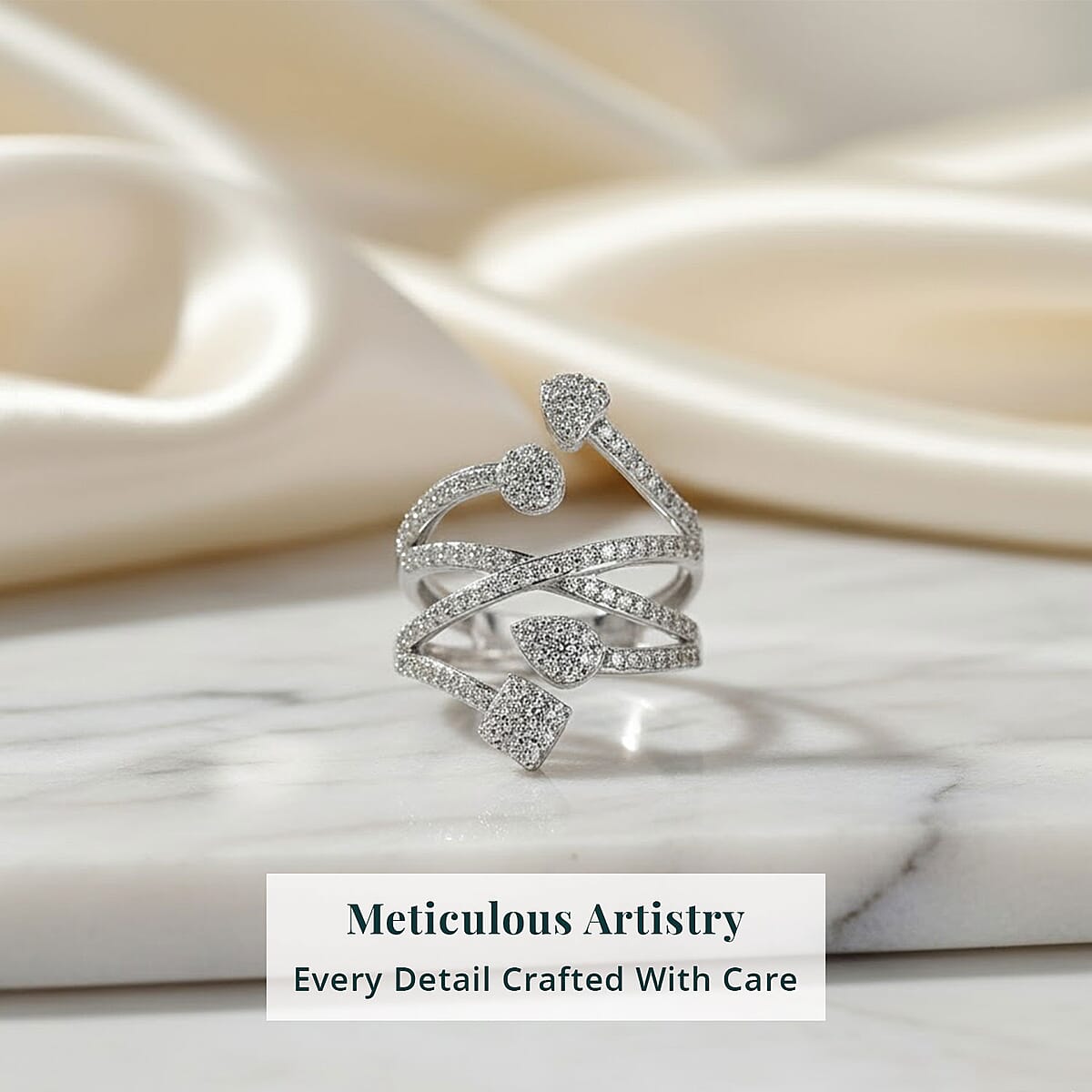 Luxuriant Lab Grown Diamond G-H SI 1.00 ctw Ring in Rhodium Over Sterling Silver (Size 9.0)  image number 4