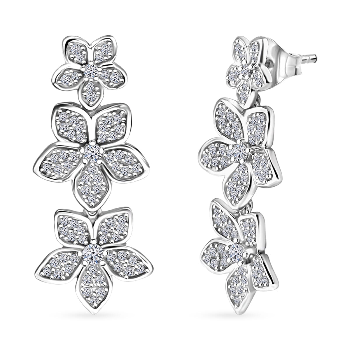 Luxuriant Lab Grown Diamond Dangling 1.00 ctw Earrings in Rhodium Over Sterling Silver image number 0