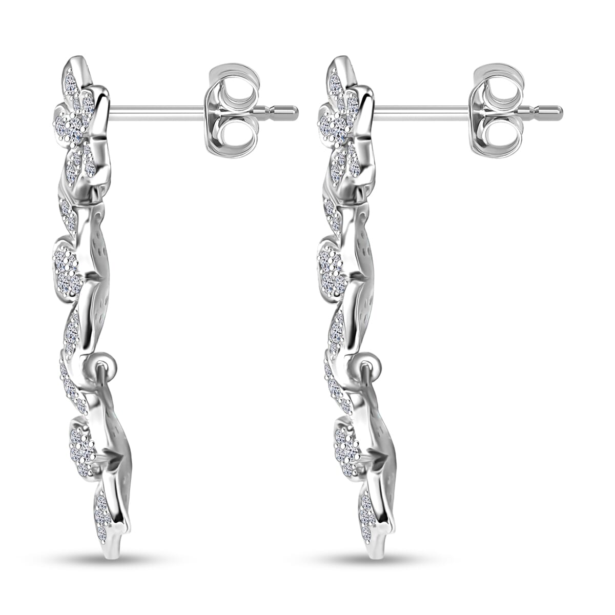 Luxuriant Lab Grown Diamond Dangling 1.00 ctw Earrings in Rhodium Over Sterling Silver image number 3