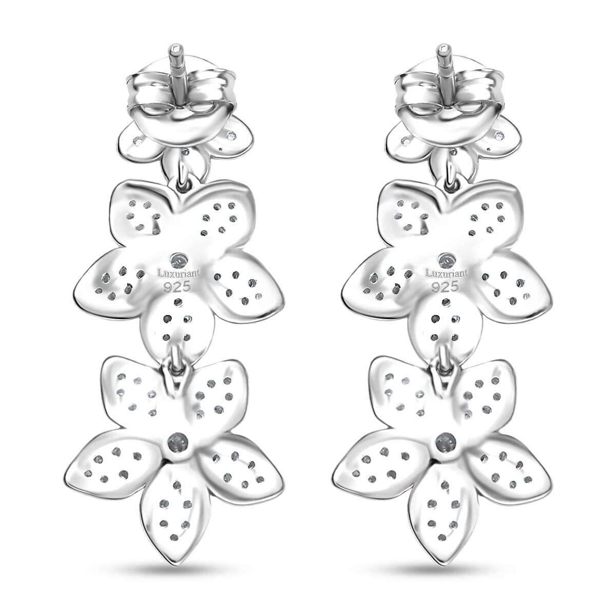 Luxuriant Lab Grown Diamond Dangling 1.00 ctw Earrings in Rhodium Over Sterling Silver image number 4