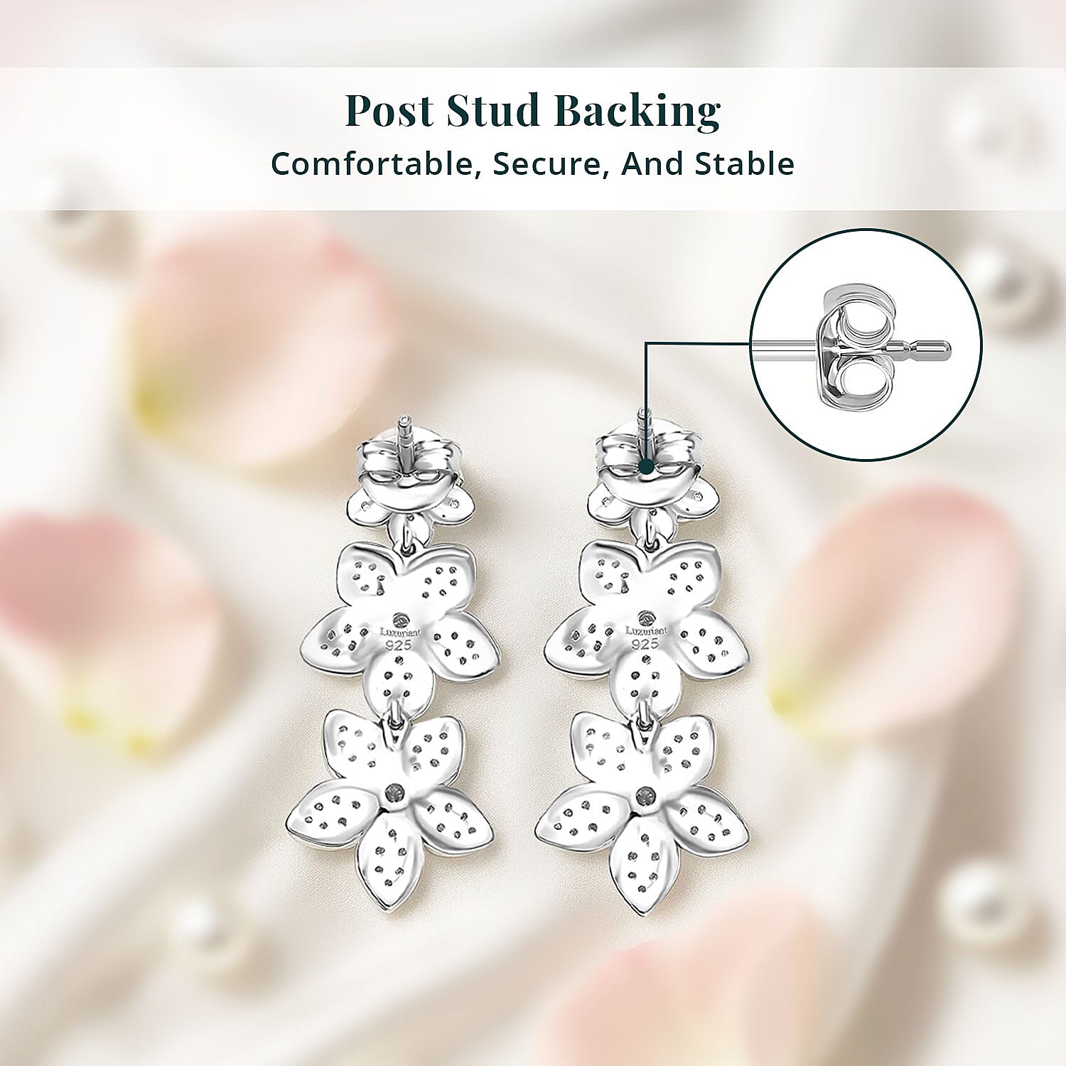 Luxuriant Lab Grown Diamond G-H SI 1.00 ctw Dangling Floral Cascade Earrings in Rhodium Over Sterling Silver