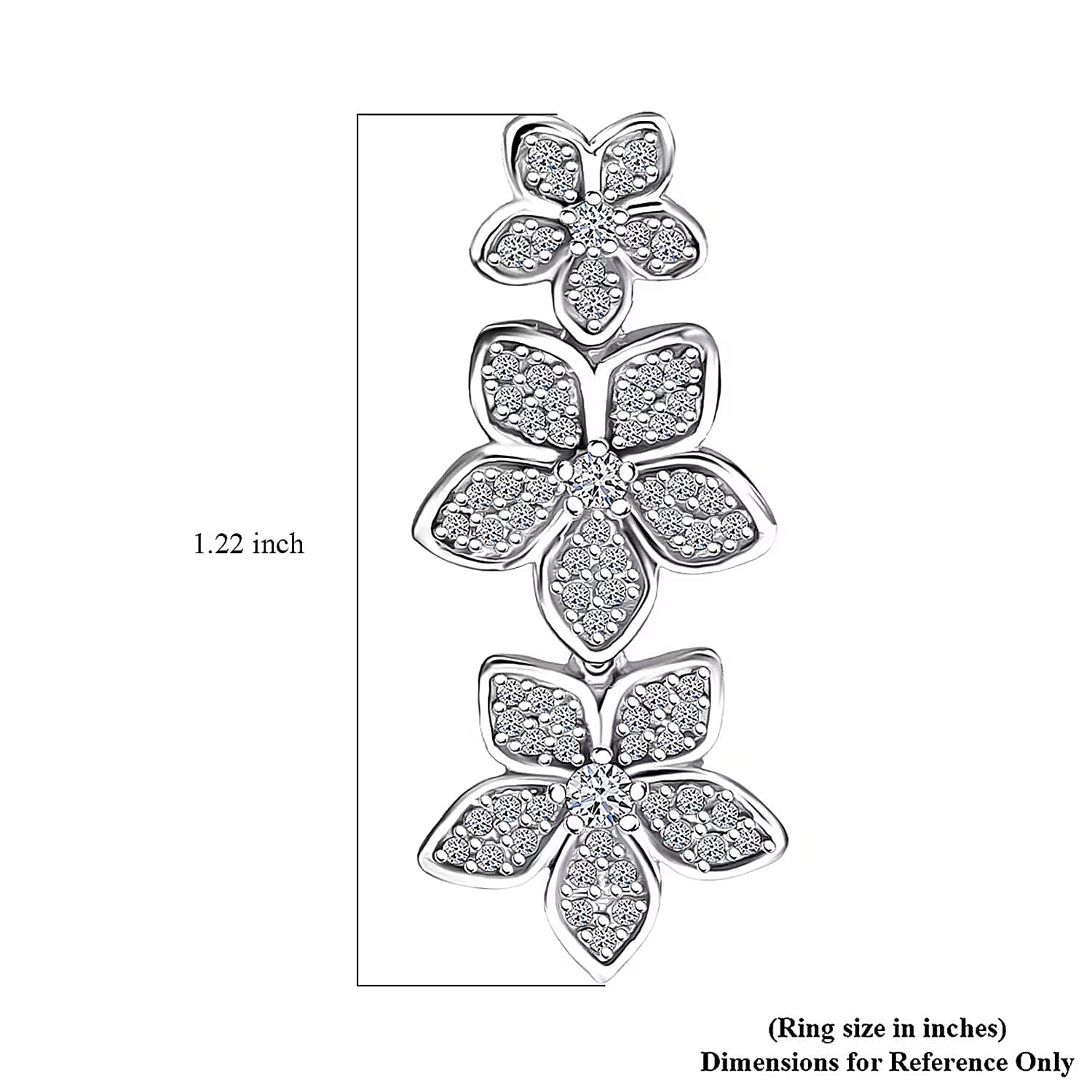 Luxuriant Lab Grown Diamond G-H SI 1.00 ctw Dangling Floral Cascade Earrings in Rhodium Over Sterling Silver