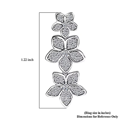 Luxuriant Lab Grown Diamond G-H SI 1.00 ctw Dangling Floral Cascade Earrings in Rhodium Over Sterling Silver