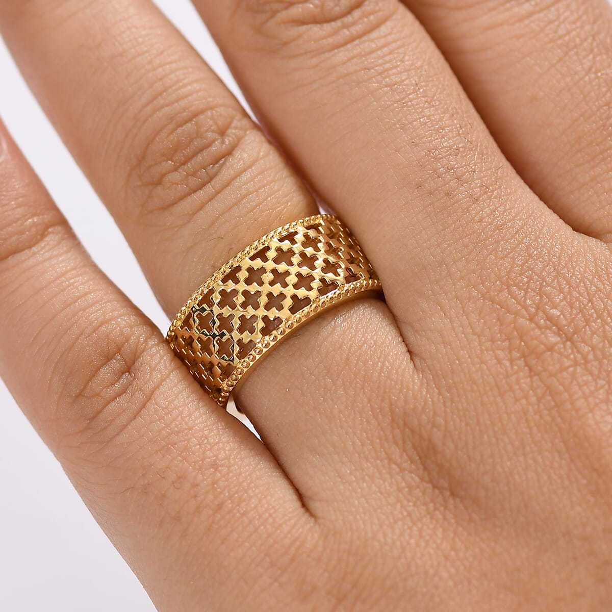 D'Joy Abstract Band Ring in 18K Vermeil Yellow Gold Over Sterling Silver (Size 10.0) 6.20 Grams image number 2