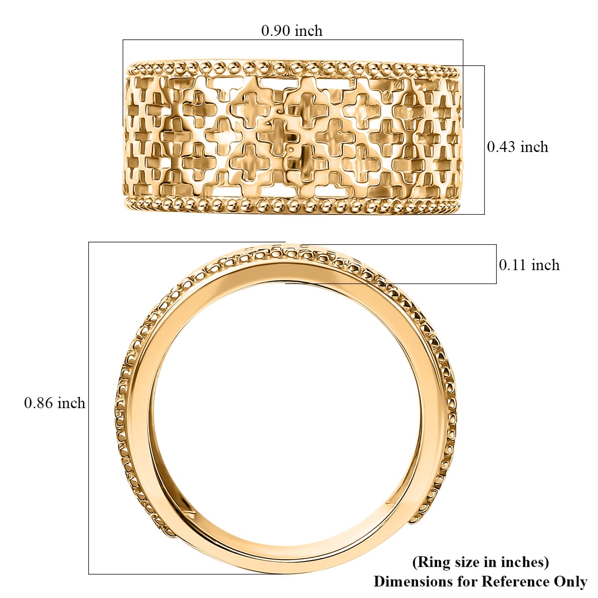 D'Joy Abstract Band Ring in 18K Vermeil Yellow Gold Over Sterling Silver (Size 6.0) 6.20 Grams image number 5