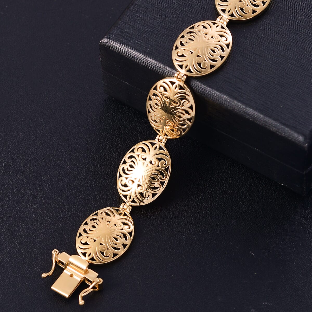 D'Joy Passport to Turkey 18K Vermeil Yellow Gold Over Sterling Silver Filigree Bracelet (6.50 In) 18.40 Grams image number 1