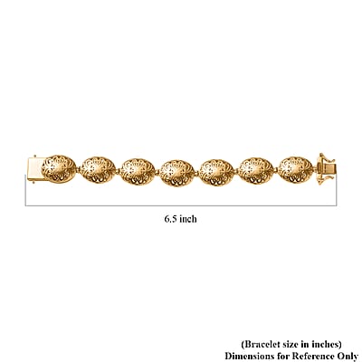 D'Joy Passport to Turkey 18K Vermeil Yellow Gold Over Sterling Silver Filigree Bracelet (6.50 In) 18.40 Grams