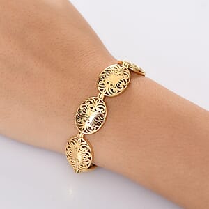 D'Joy Passport to Turkey 18K Vermeil Yellow Gold Over Sterling Silver Filigree Bracelet (7.25 In) 19.15 Grams