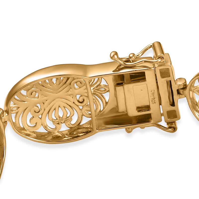 D'Joy Passport to Turkey 18K Vermeil Yellow Gold Over Sterling Silver Filigree Bracelet (7.25 In) 19.15 Grams