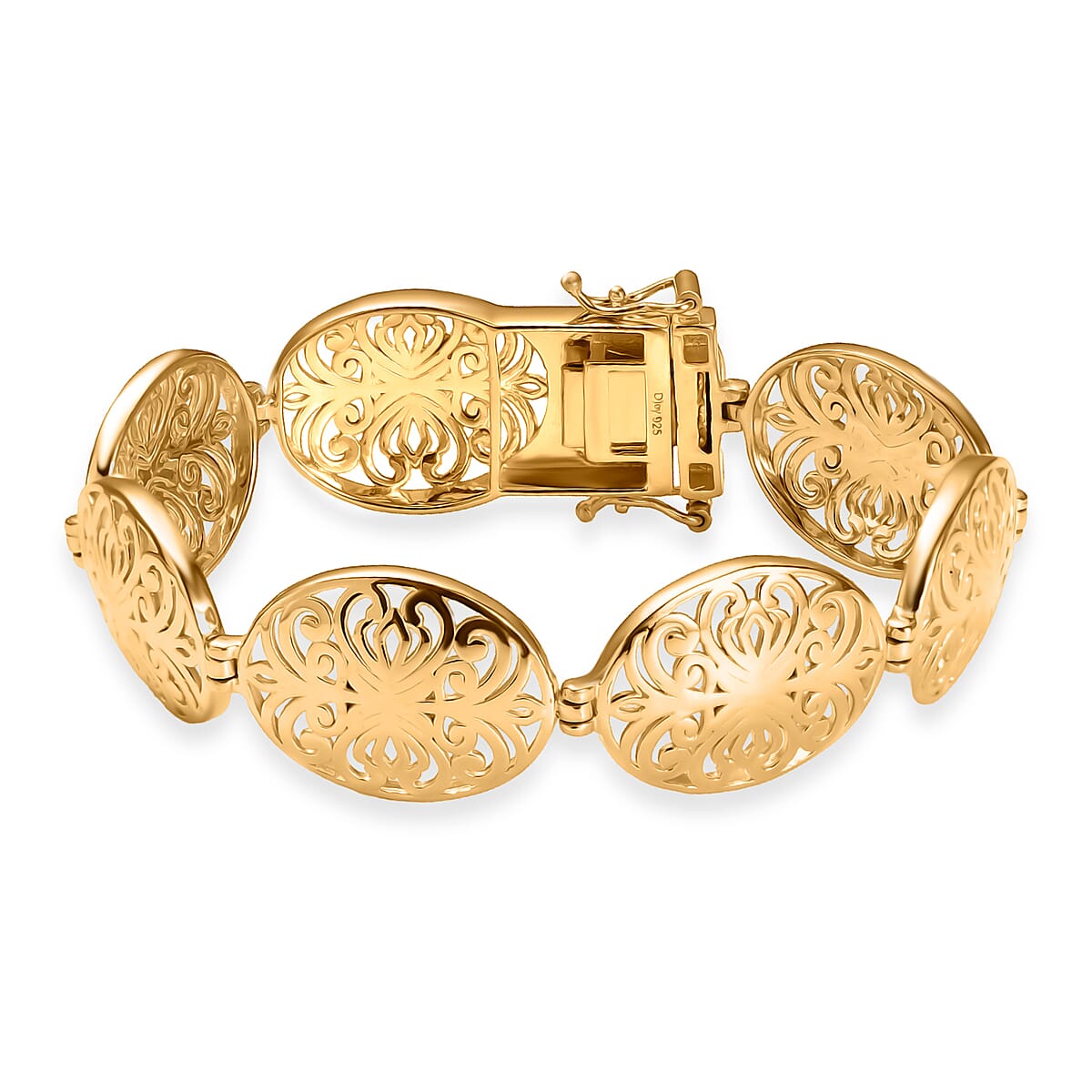 D'Joy Passport to Turkey 18K Vermeil Yellow Gold Over Sterling Silver Filigree Bracelet (8.00 In) 21.56 Grams image number 0