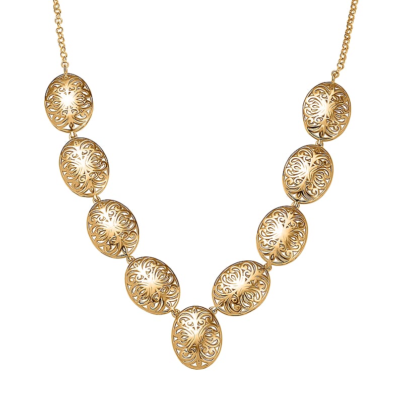 D'Joy Passport to Turkey 18K Vermeil Yellow Gold Over Sterling Silver Filigree Necklace 18 Inches 16.50 Grams