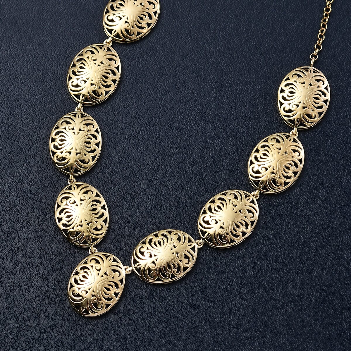 D'Joy Passport to Turkey 18K Vermeil Yellow Gold Over Sterling Silver Filigree Necklace 18 Inches 16.50 Grams image number 1