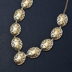 D'Joy Passport to Turkey 18K Vermeil Yellow Gold Over Sterling Silver Filigree Necklace 18 Inches 16.50 Grams