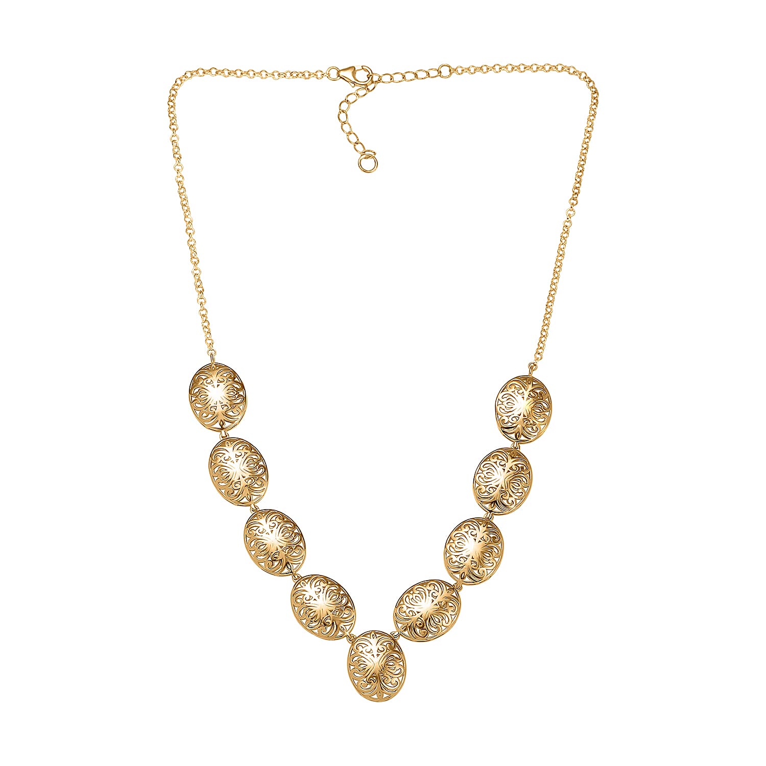 D'Joy Passport to Turkey 18K Vermeil Yellow Gold Over Sterling Silver Filigree Necklace 18 Inches 16.50 Grams