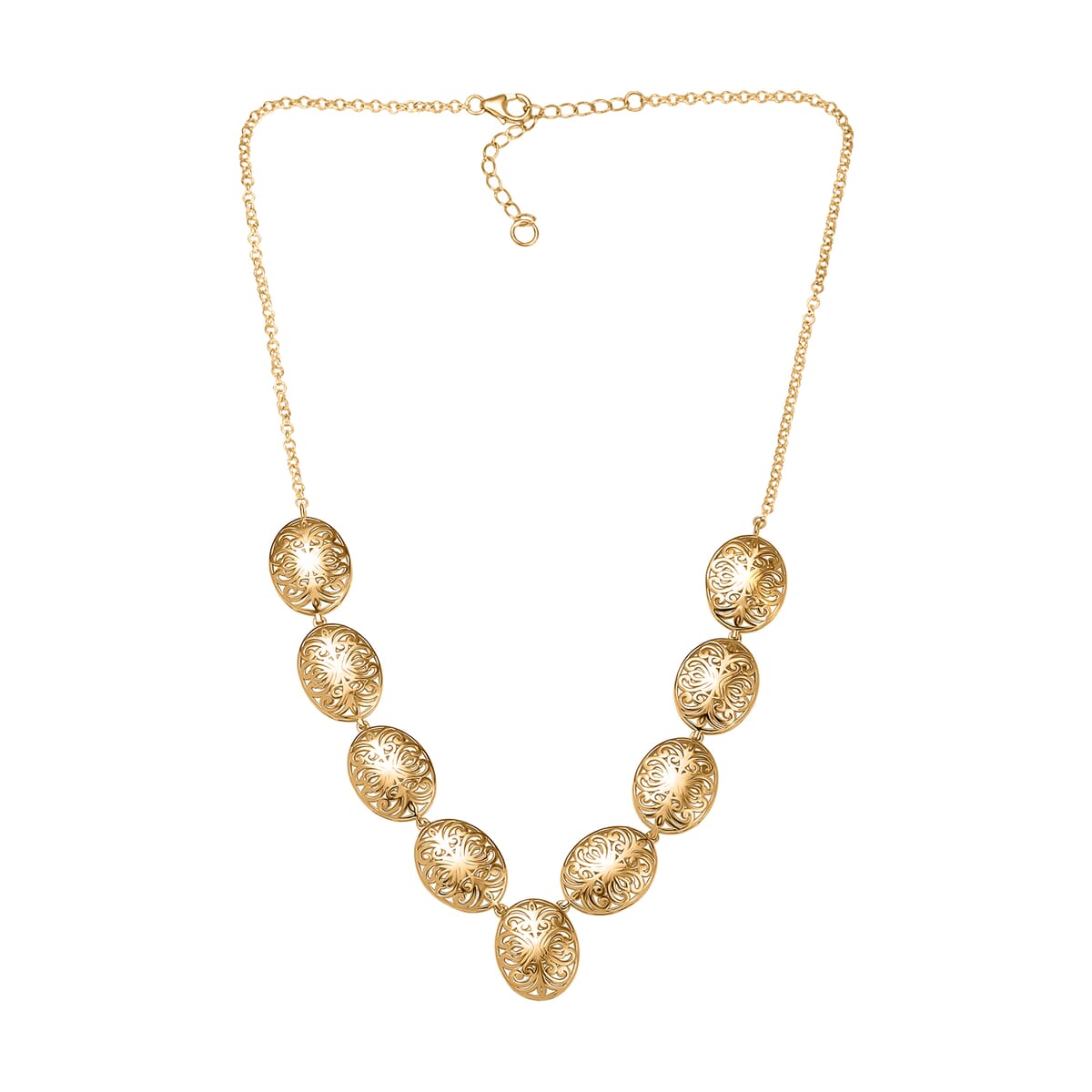 D'Joy Passport to Turkey 18K Vermeil Yellow Gold Over Sterling Silver Filigree Necklace 18 Inches 16.50 Grams image number 3