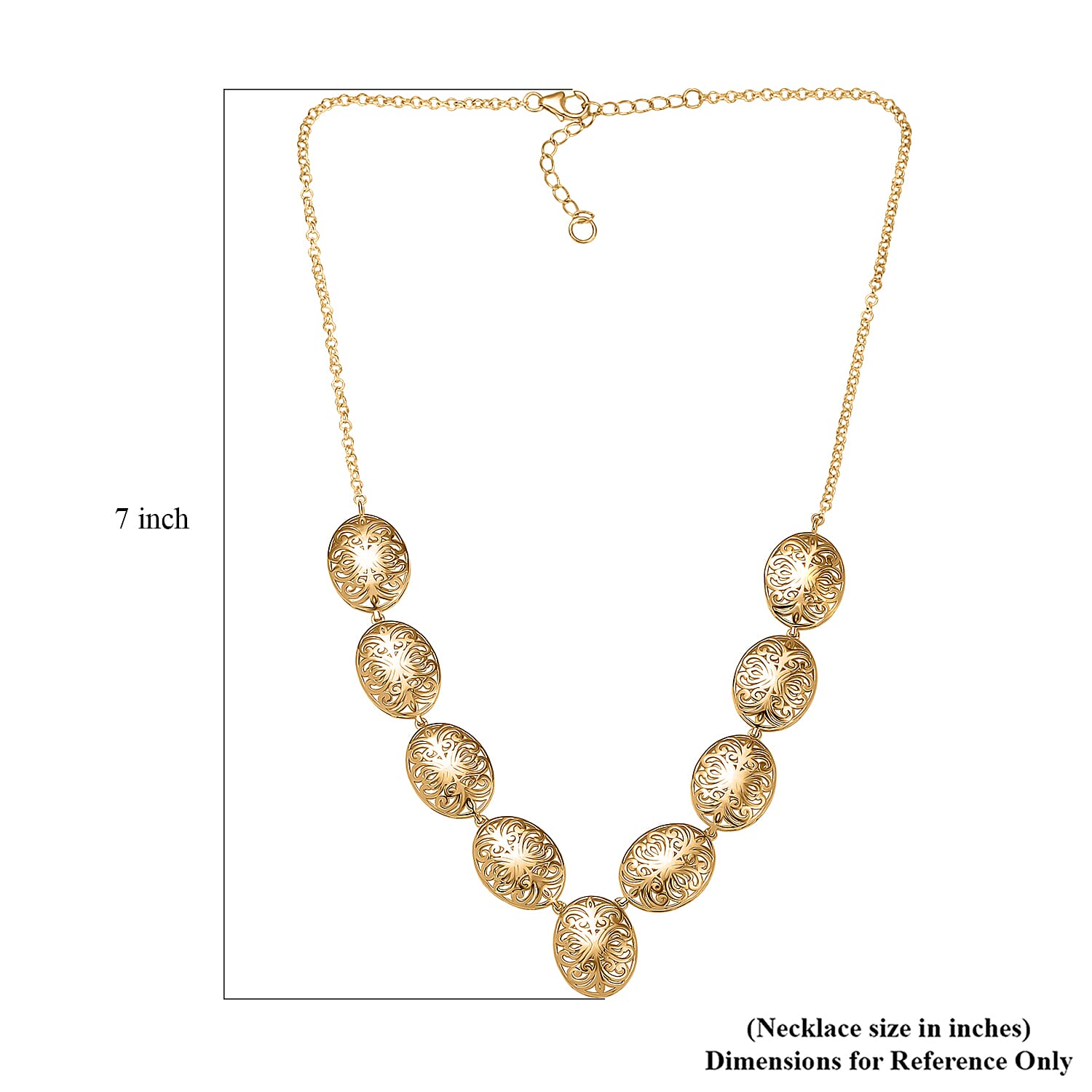 D'Joy Passport to Turkey 18K Vermeil Yellow Gold Over Sterling Silver Filigree Necklace 18 Inches 16.50 Grams