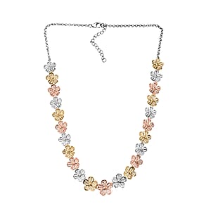 D'Joy Passport to Turkey Floral Necklace in 18K Vermeil YRG and Rhodium Over Sterling Silver 18 Inches 23.25 Grams
